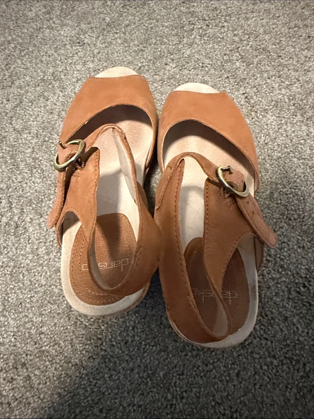 Dansko Women's Tan Cork Wedge Sandals - Picture 2 of 6